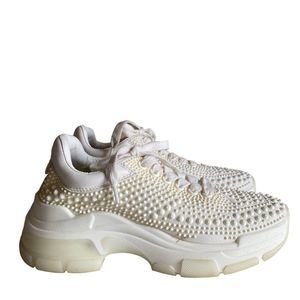 Steve Madden Womens Blitz White Athletic and Training Shoes Sneakers | Size 7.5